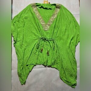 Nicoblu lime green swim coverup with embroidered detail L/XL
